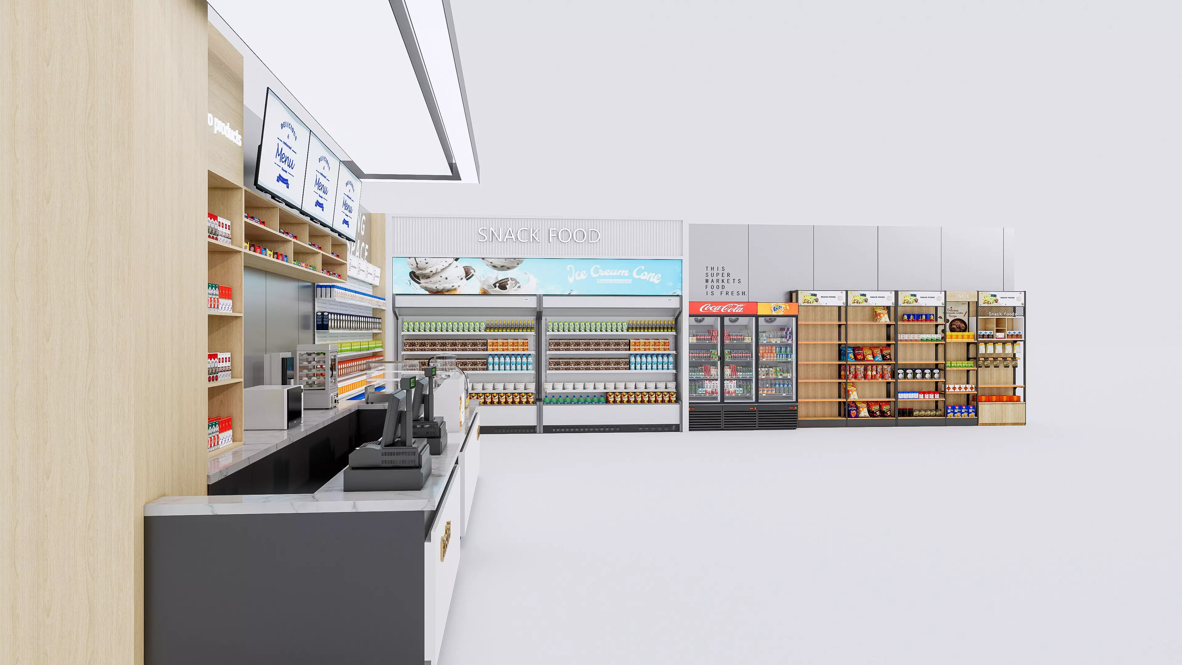 Supermarket Convenience Store Shelves Display Racks 2 3D model_8