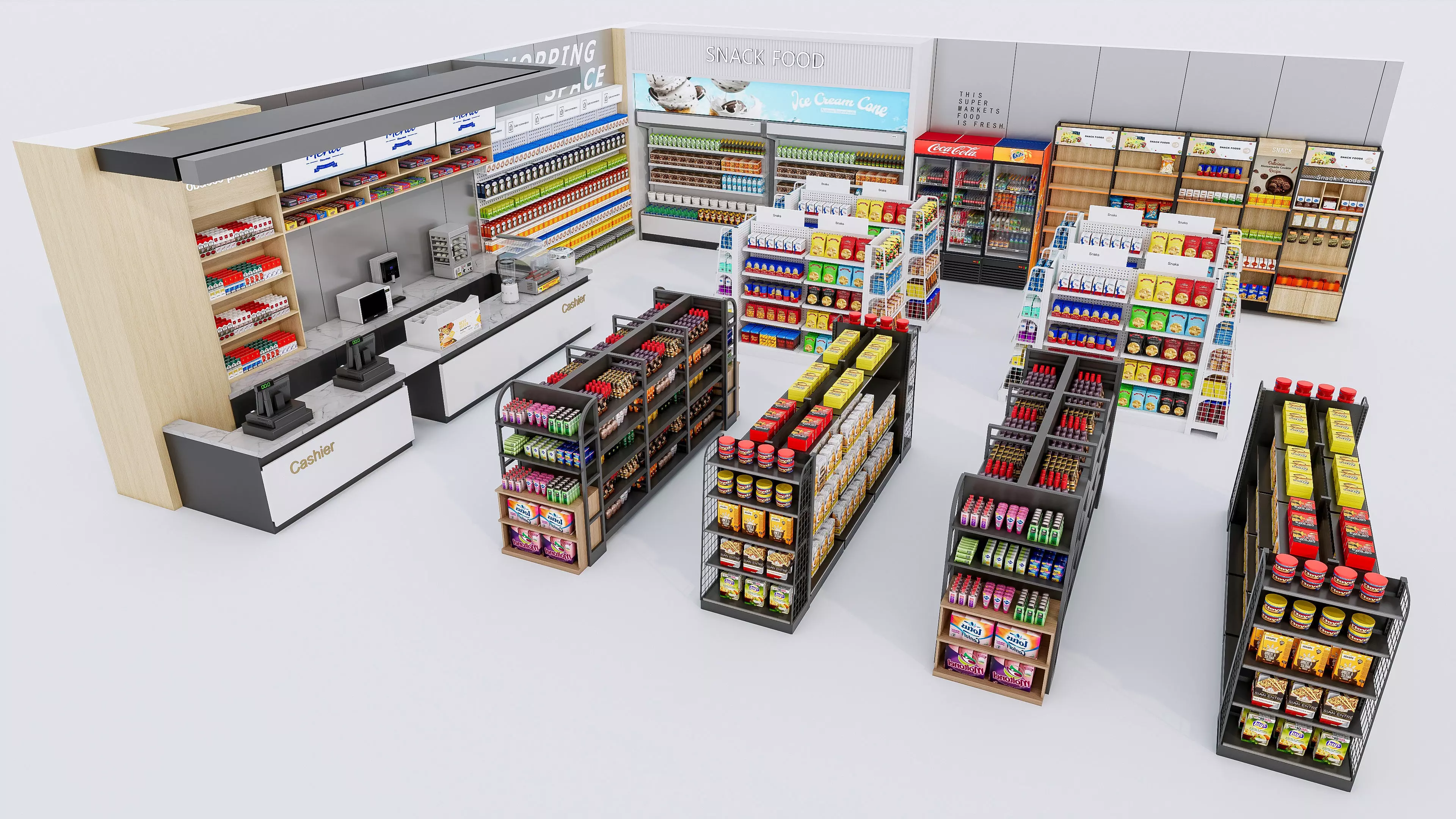 Supermarket Convenience Store Shelves Display Racks 2 3D model_14