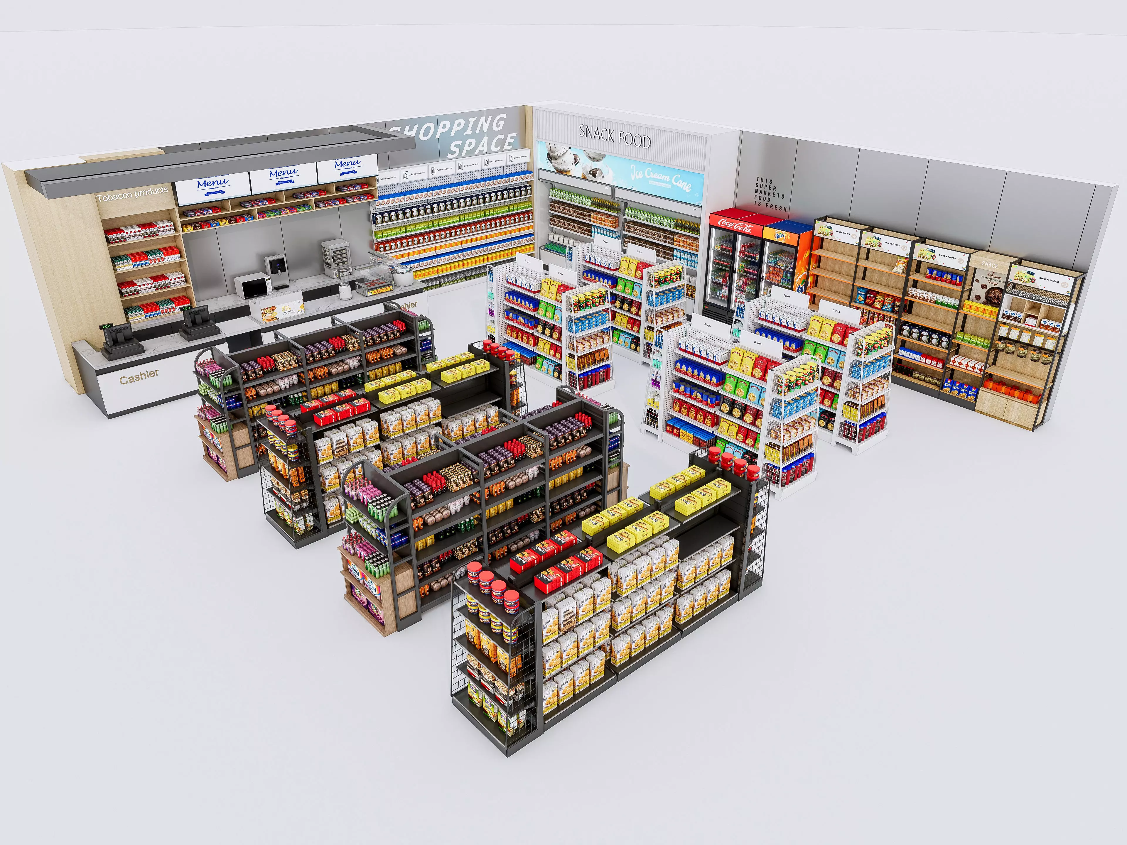 Supermarket Convenience Store Shelves Display Racks 2 3D model_0