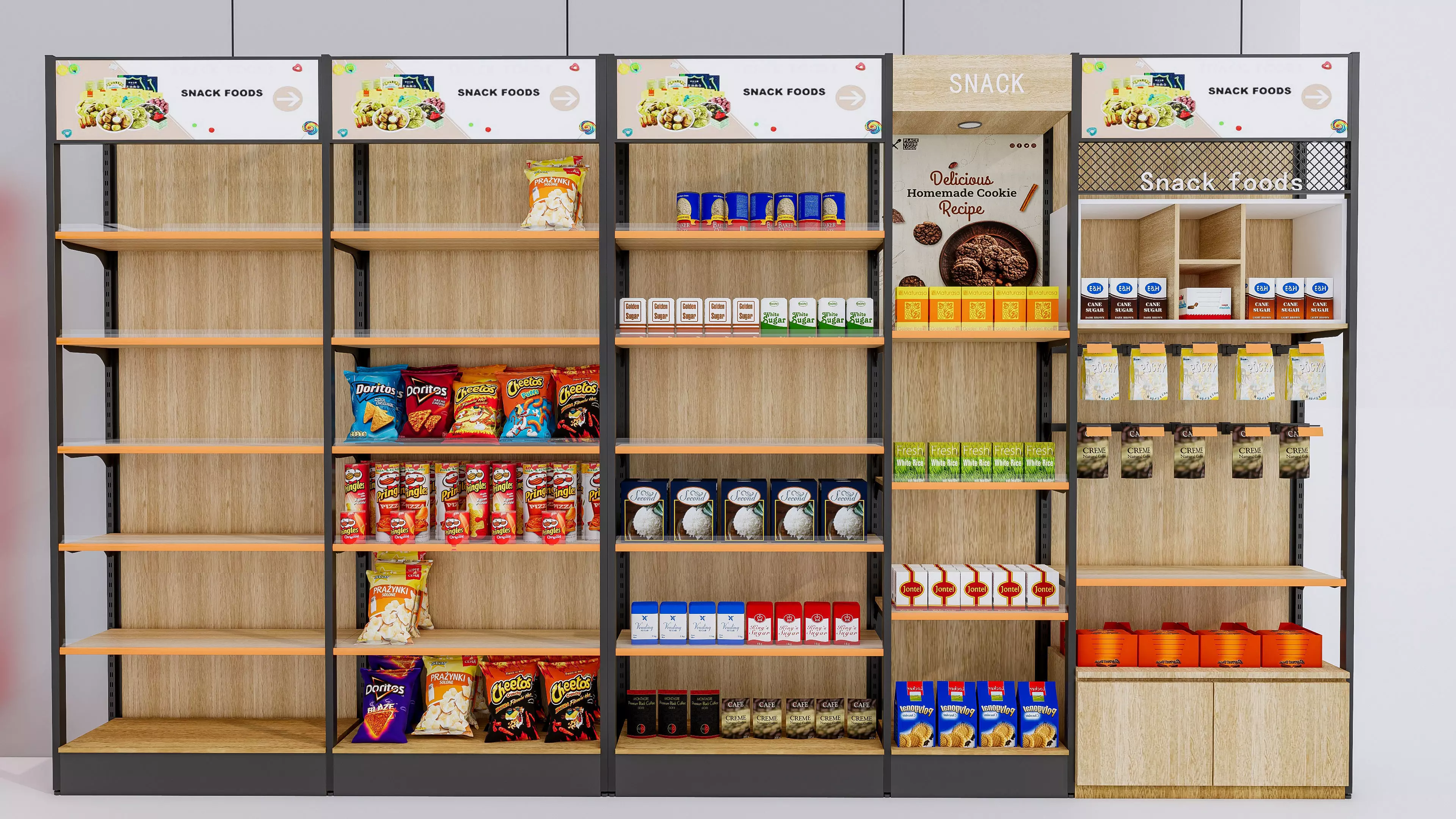 Supermarket Convenience Store Shelves Display Racks 2 3D model_6