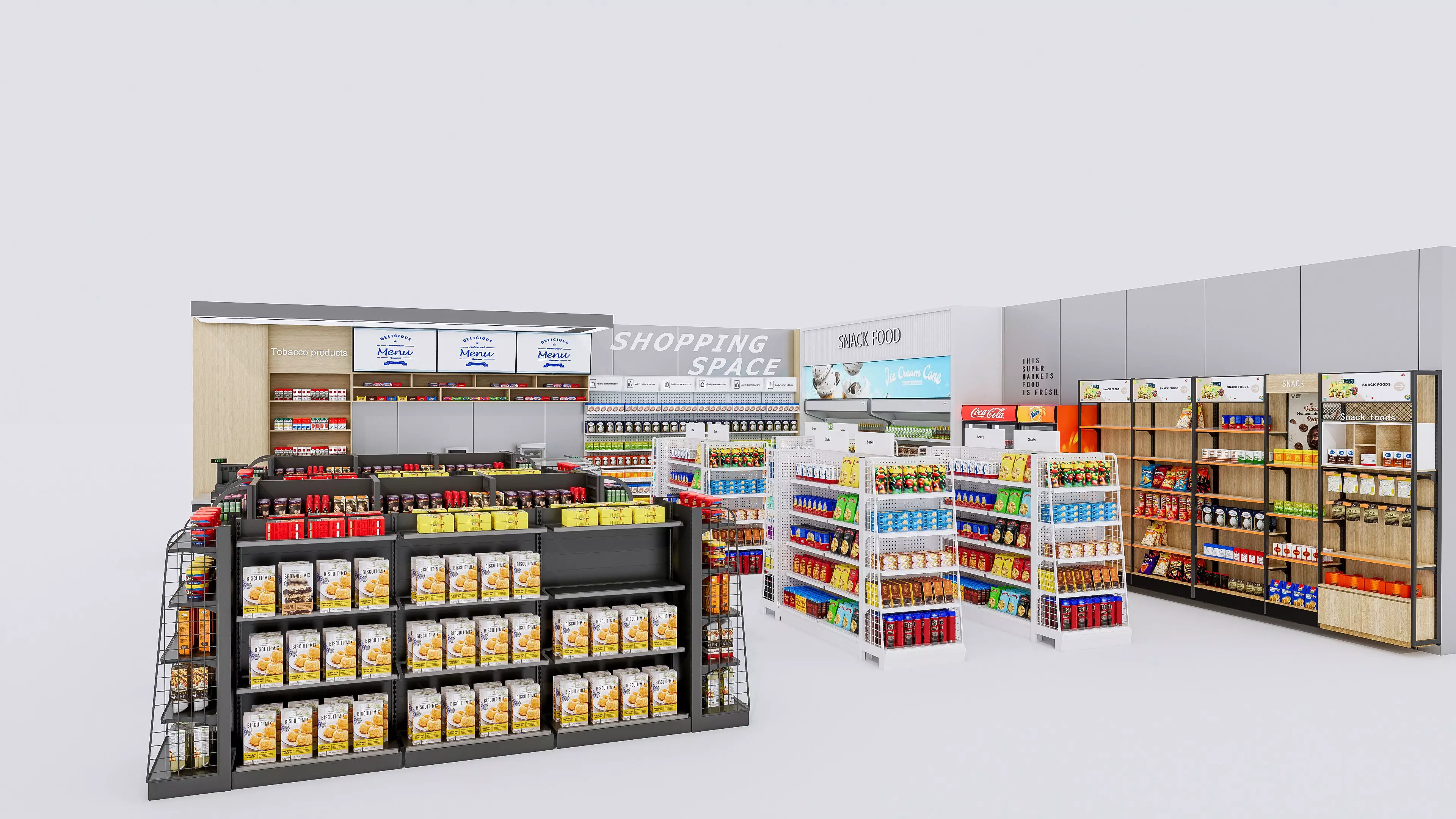 Supermarket Convenience Store Shelves Display Racks 2 3D model_16