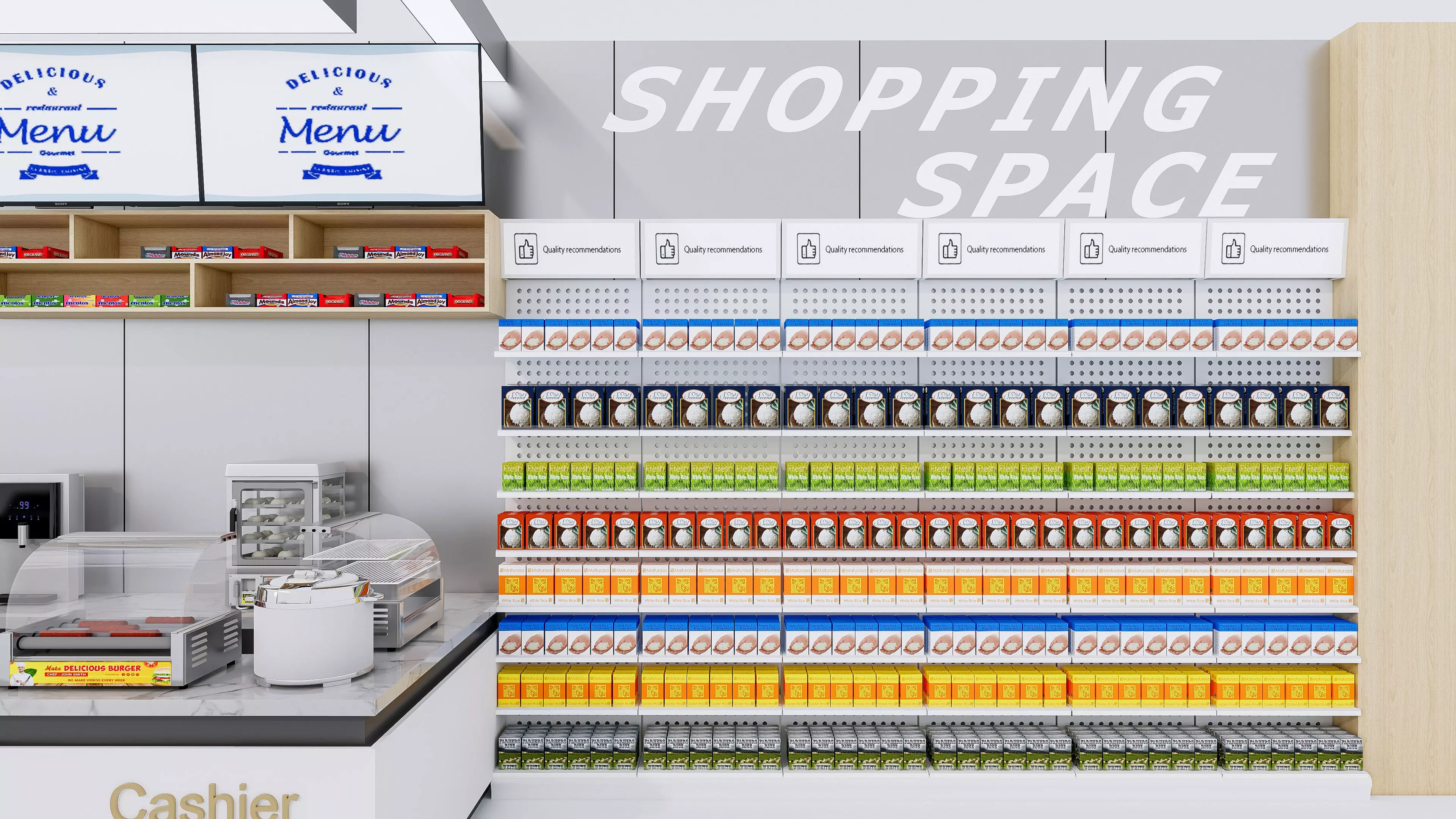 Supermarket Convenience Store Shelves Display Racks 2 3D model_4