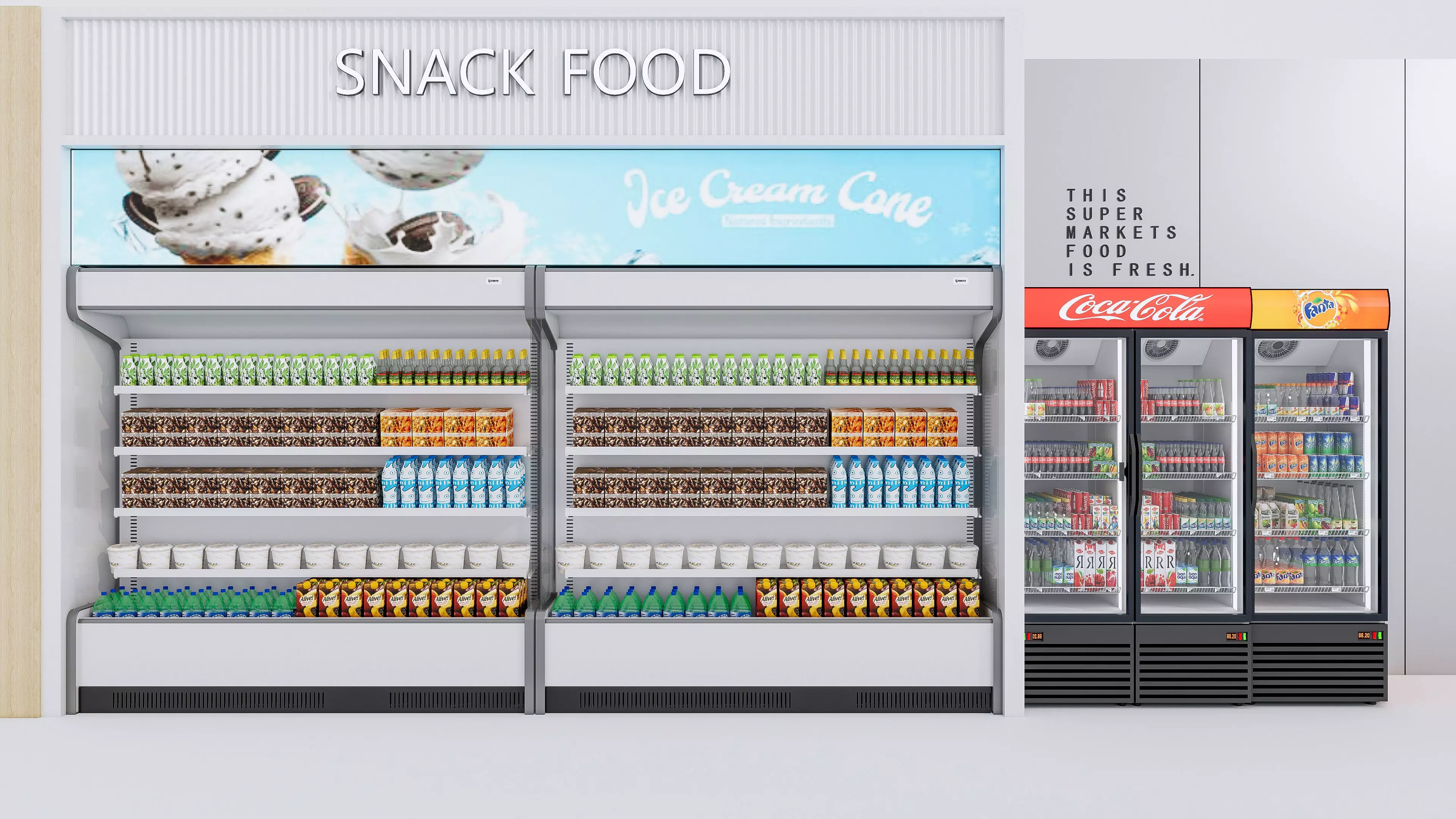 Supermarket Convenience Store Shelves Display Racks 2 3D model_5