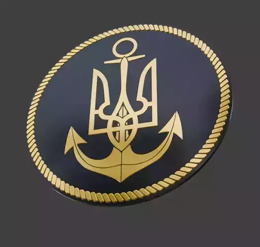 Ukrainian Navy Patch 3D Printable Model  3D print model Ukrainian Navy Patch 3D Printable Model  3D print model