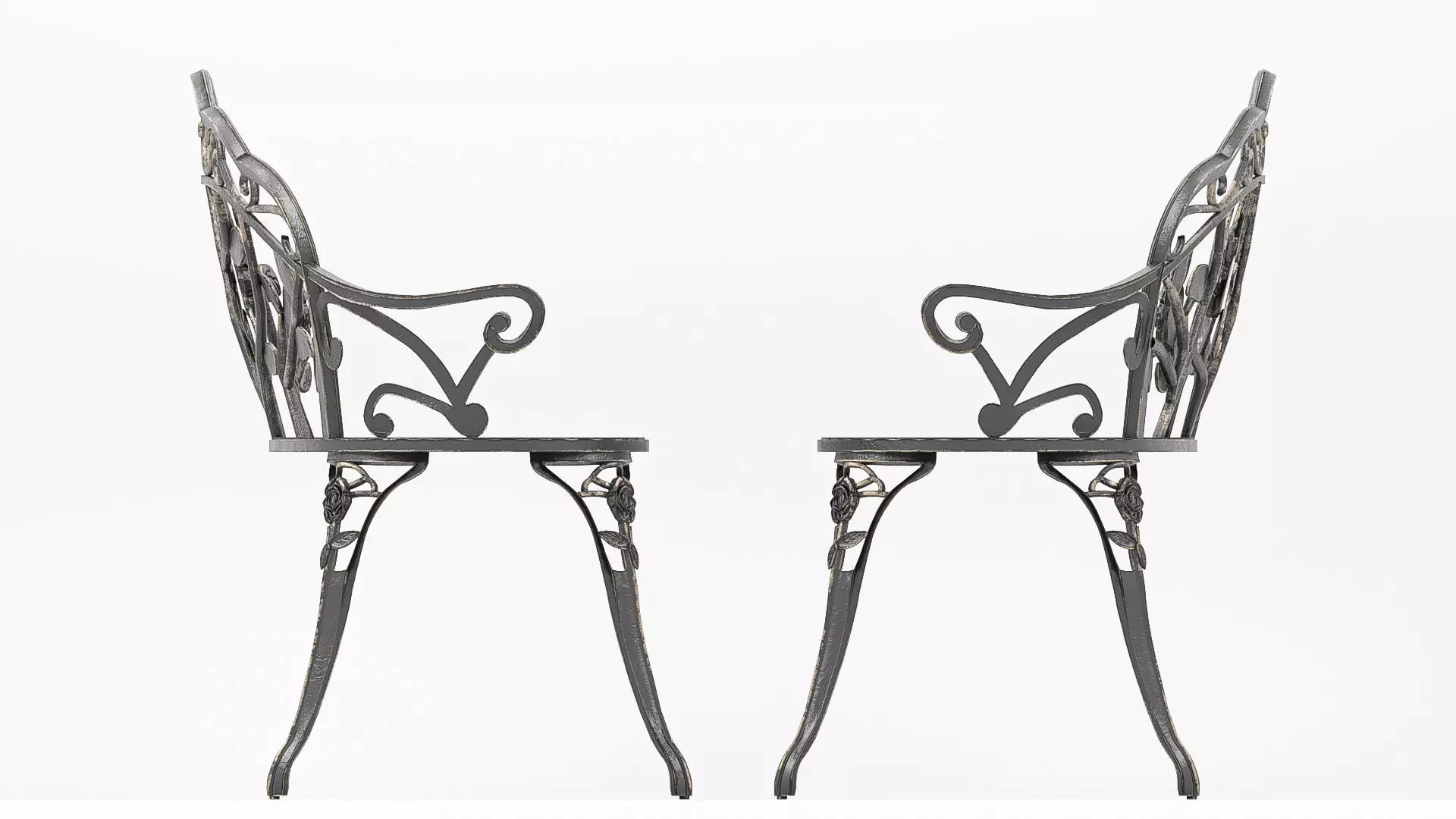 Garden bench Low-poly 3D model_4