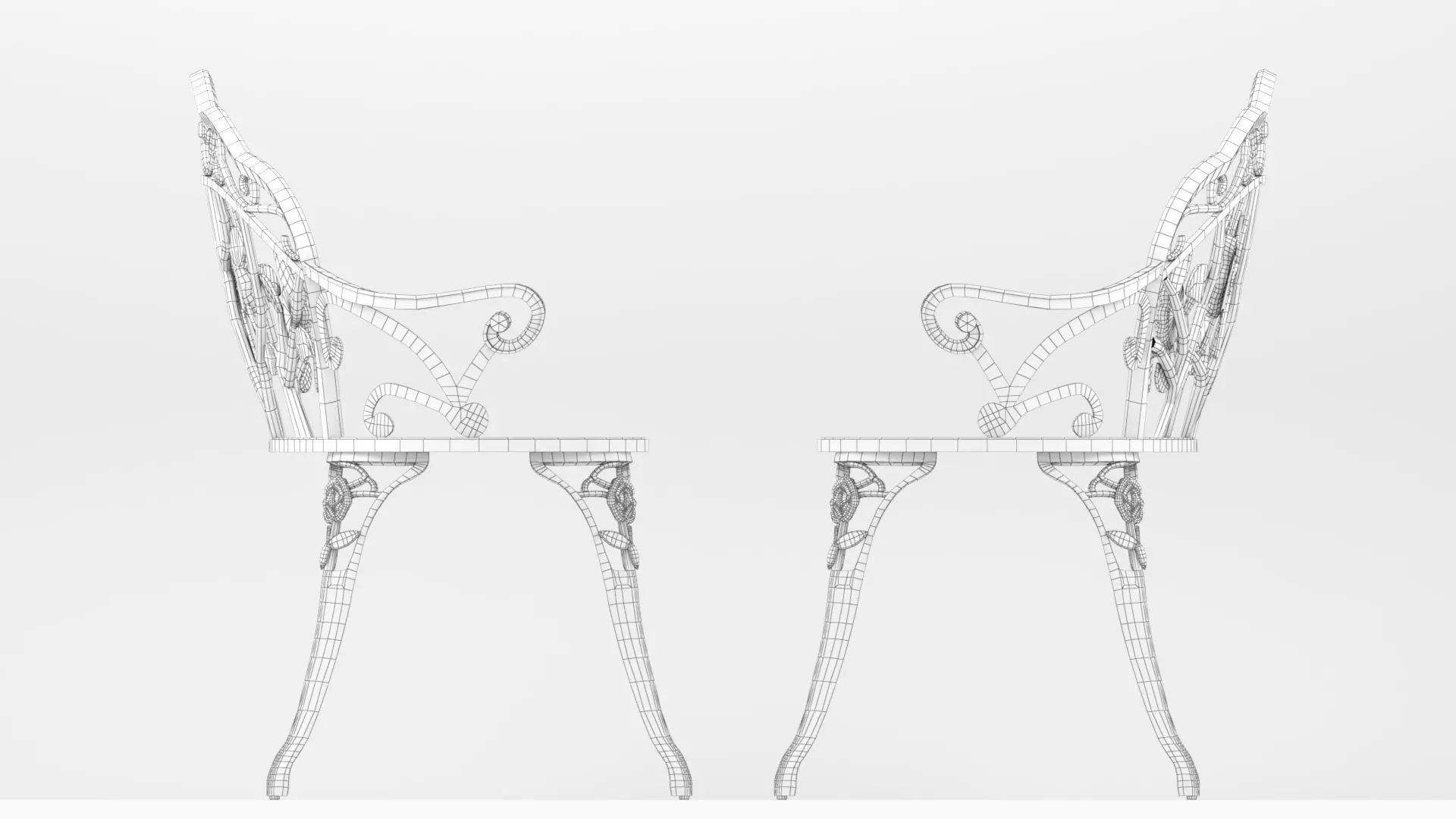 Garden bench Low-poly 3D model_5