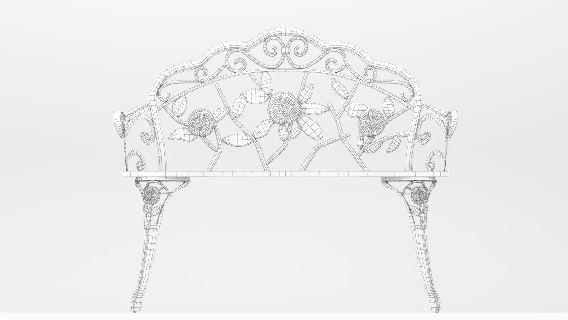 Garden bench Low-poly 3D model_3