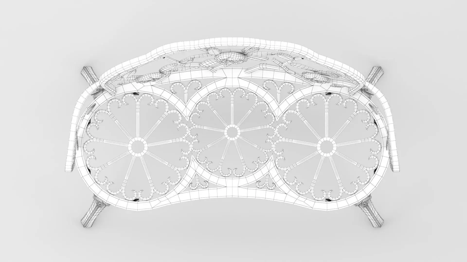 Garden bench Low-poly 3D model_7