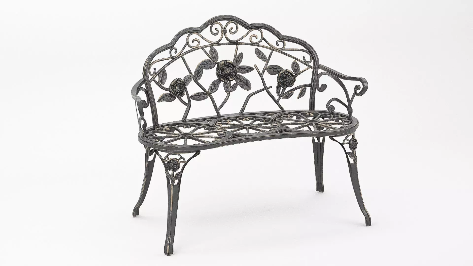 Garden bench Low-poly 3D model_0