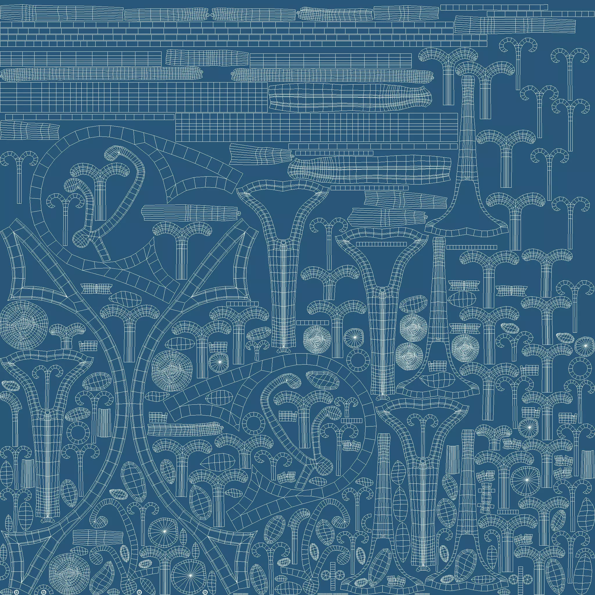 Garden bench Low-poly 3D model_9