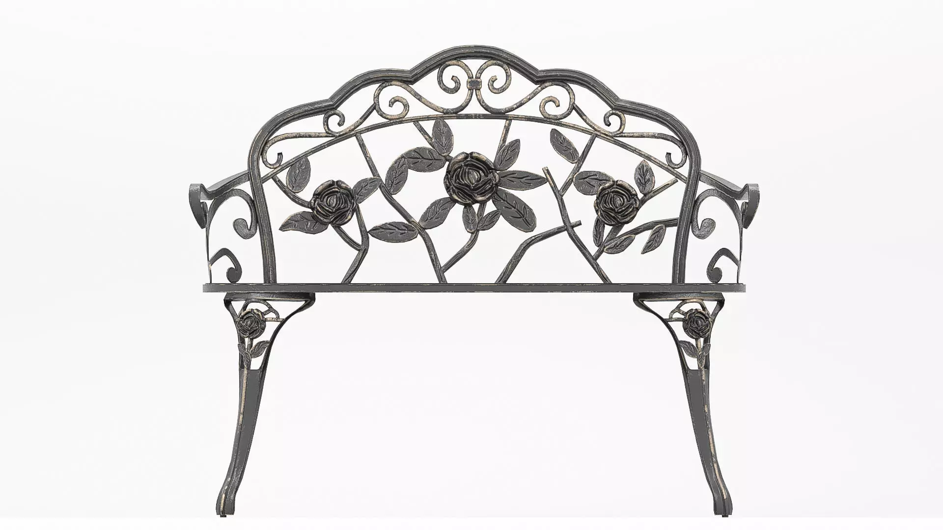 Garden bench Low-poly 3D model_2