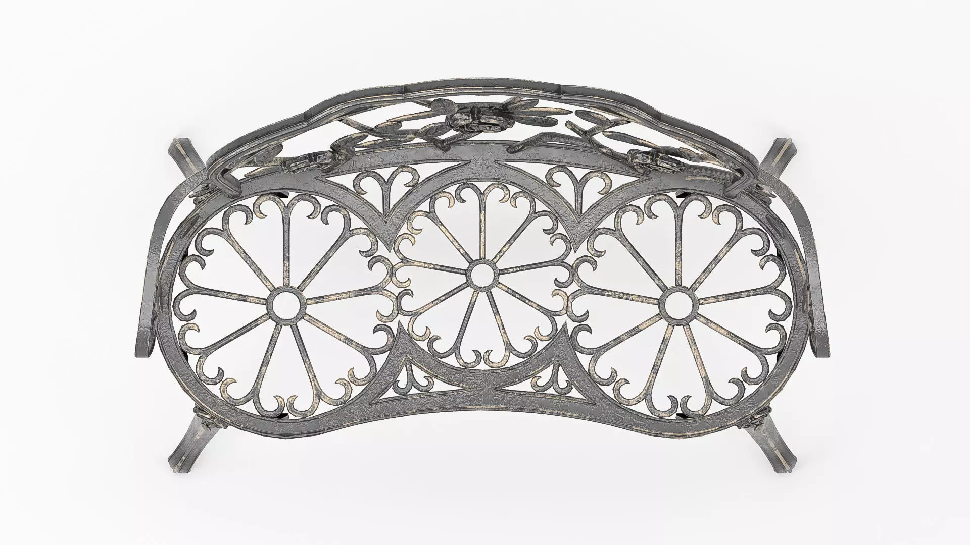 Garden bench Low-poly 3D model_6