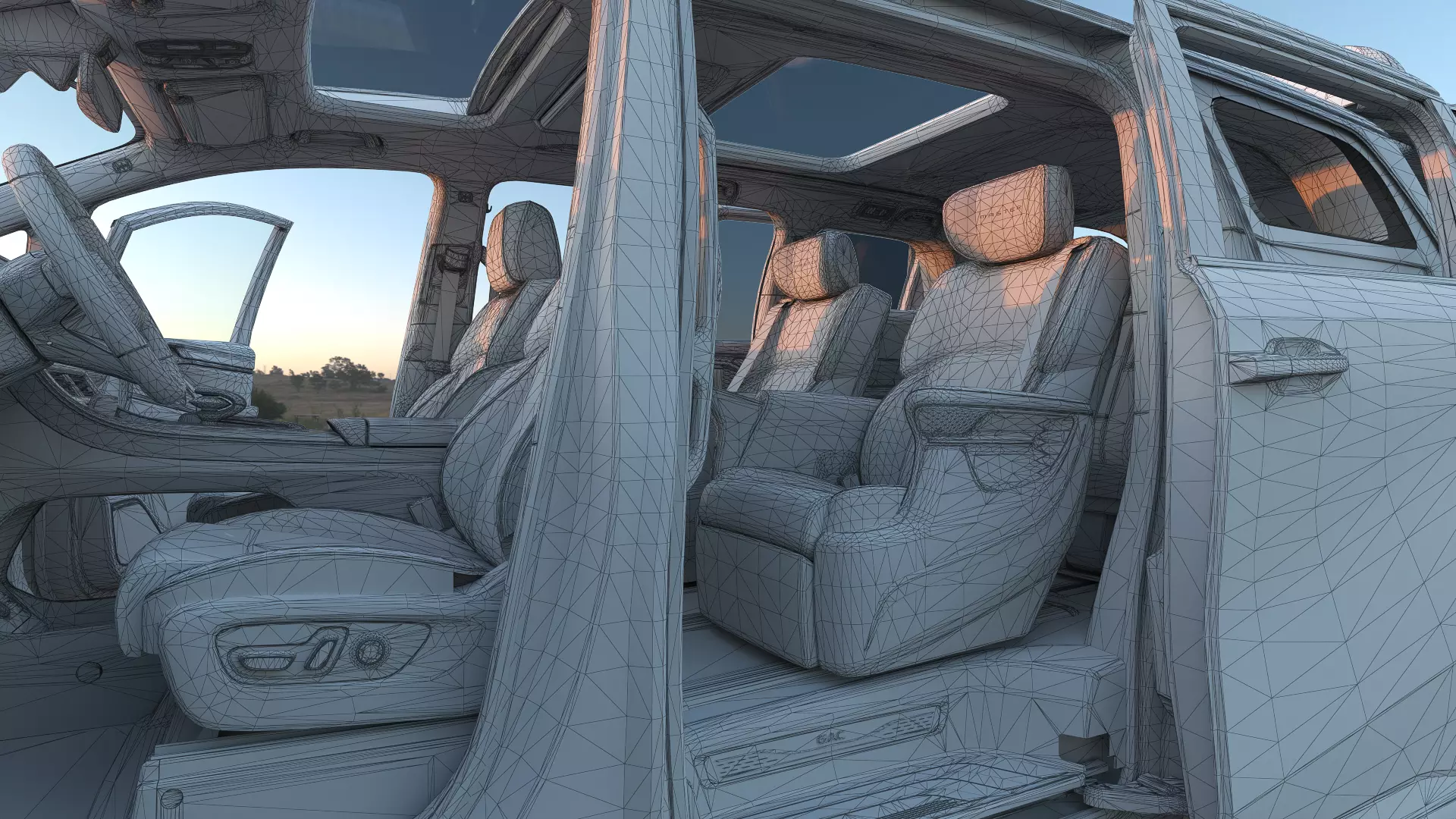 2023 GAC Trumpchi M8 Master Edition with interior Low-poly 3D model_19