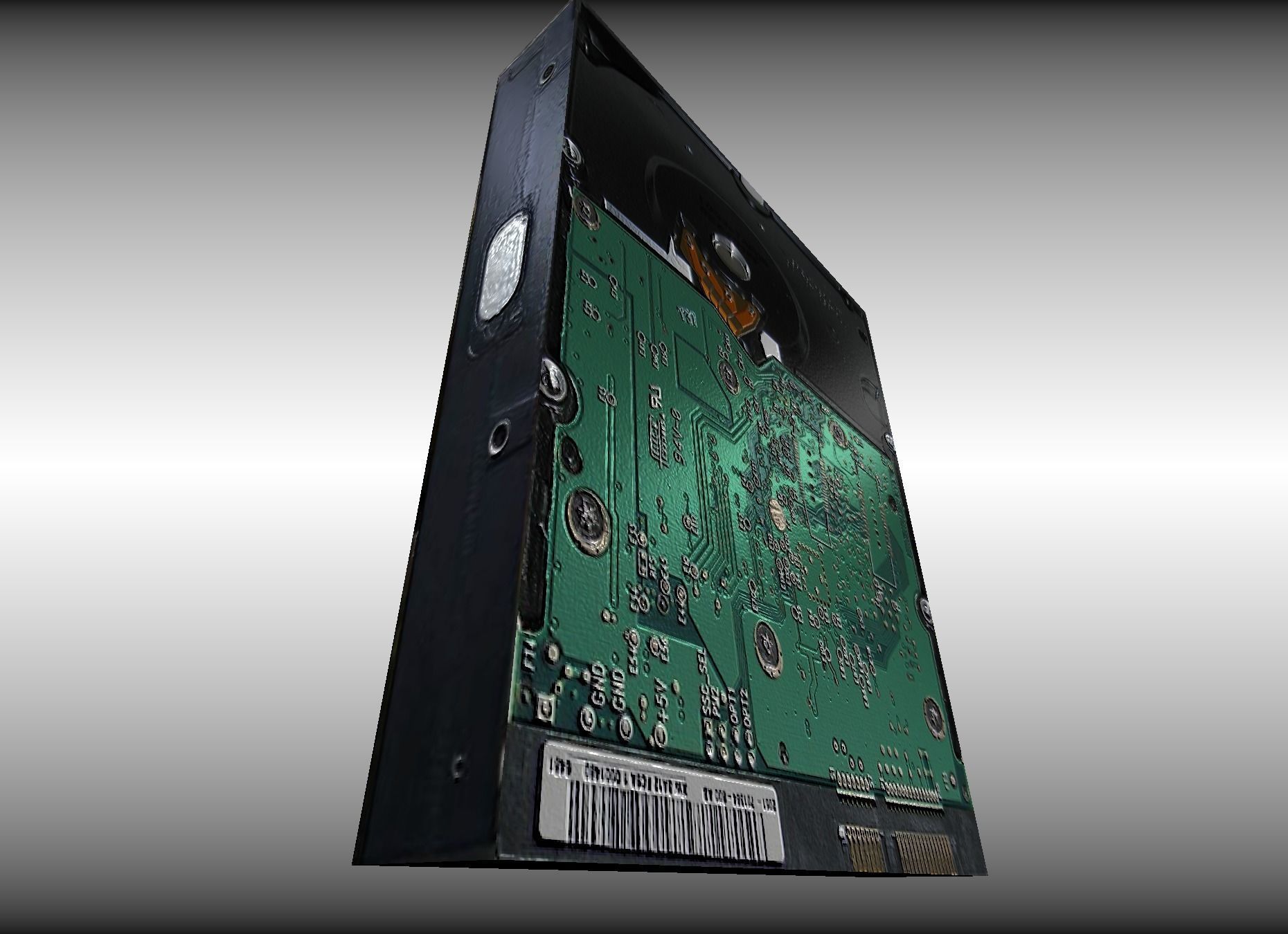 Old external hard drive Low-poly 3D model_0