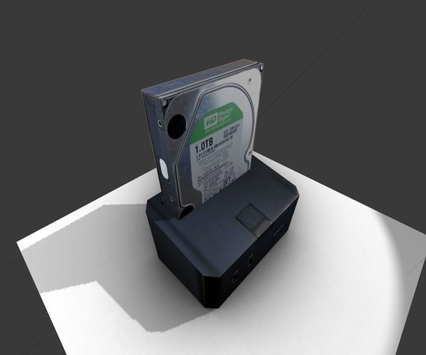 Old external hard drive Low-poly 3D model_19