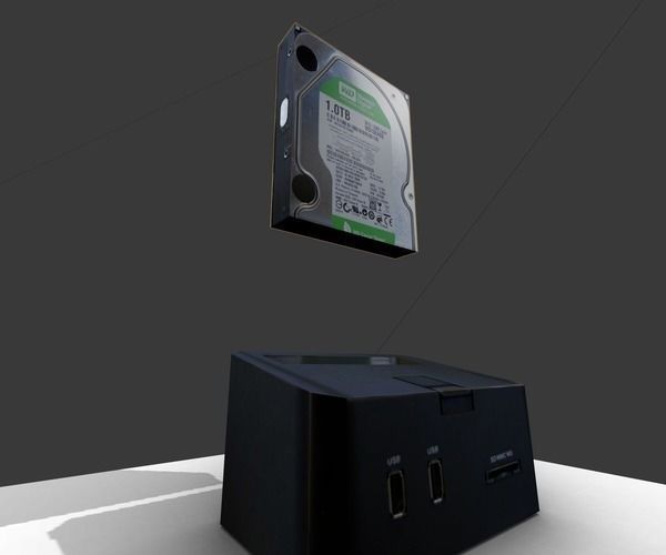 Old external hard drive Low-poly 3D model_8