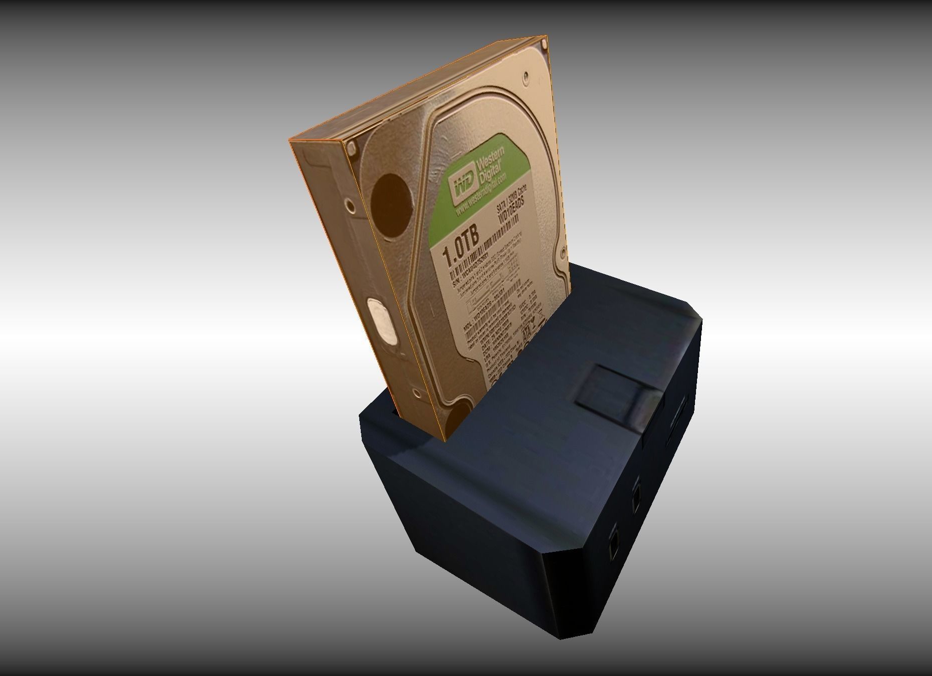 Old external hard drive Low-poly 3D model_12