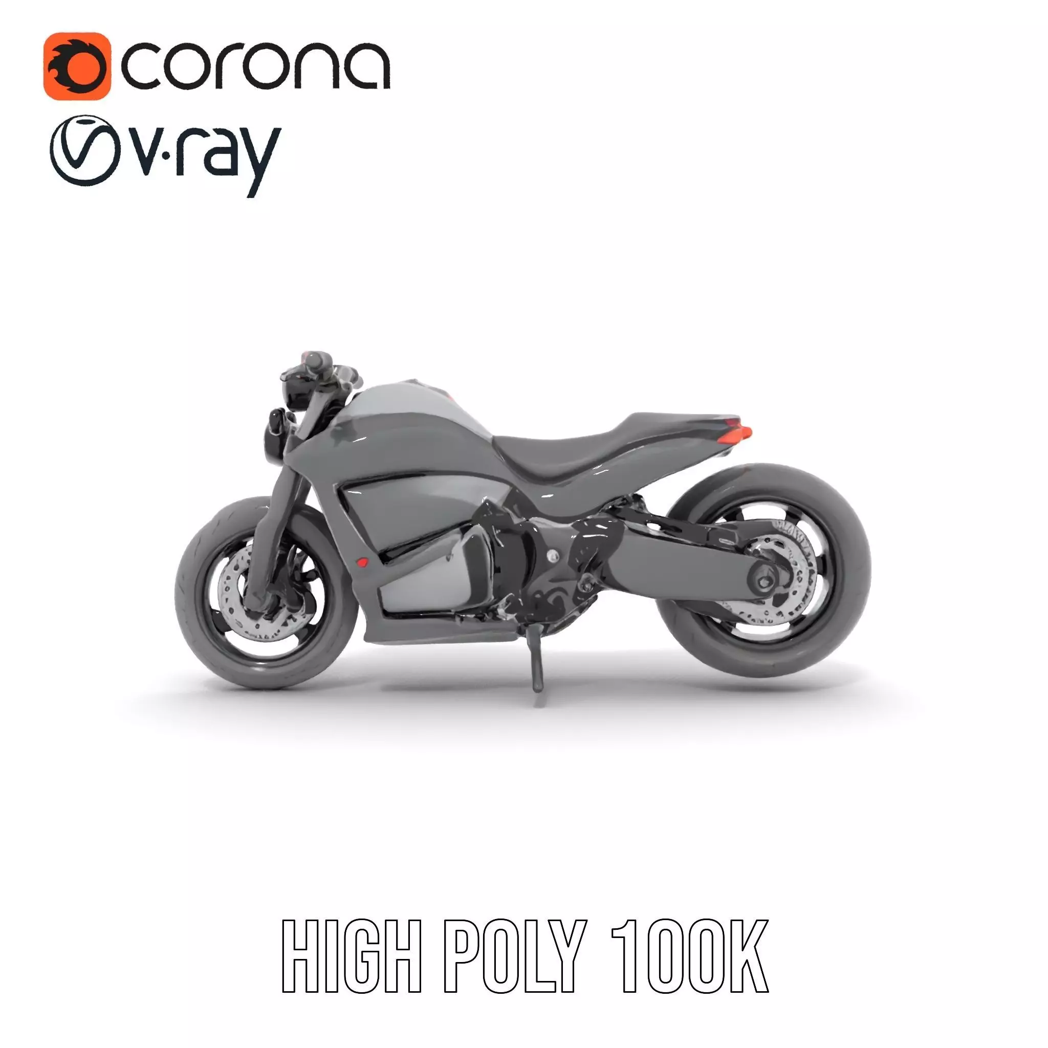 Sleek Black Motorcycle model pack Low-poly 3D model_24