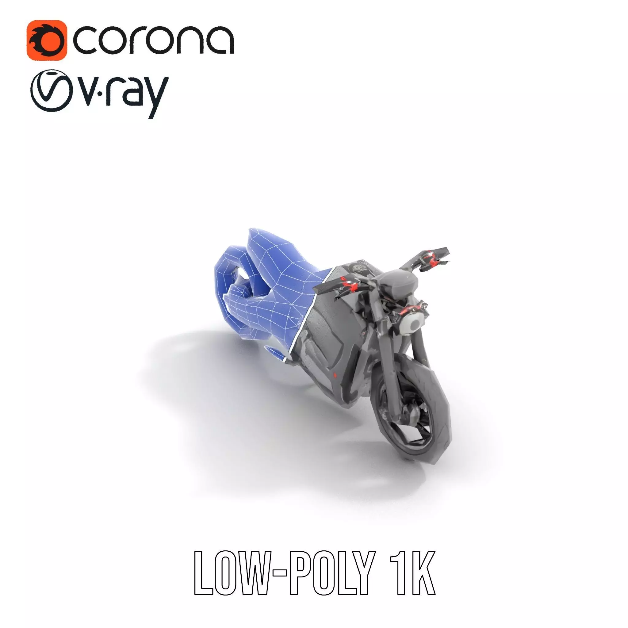 Sleek Black Motorcycle model pack Low-poly 3D model_8