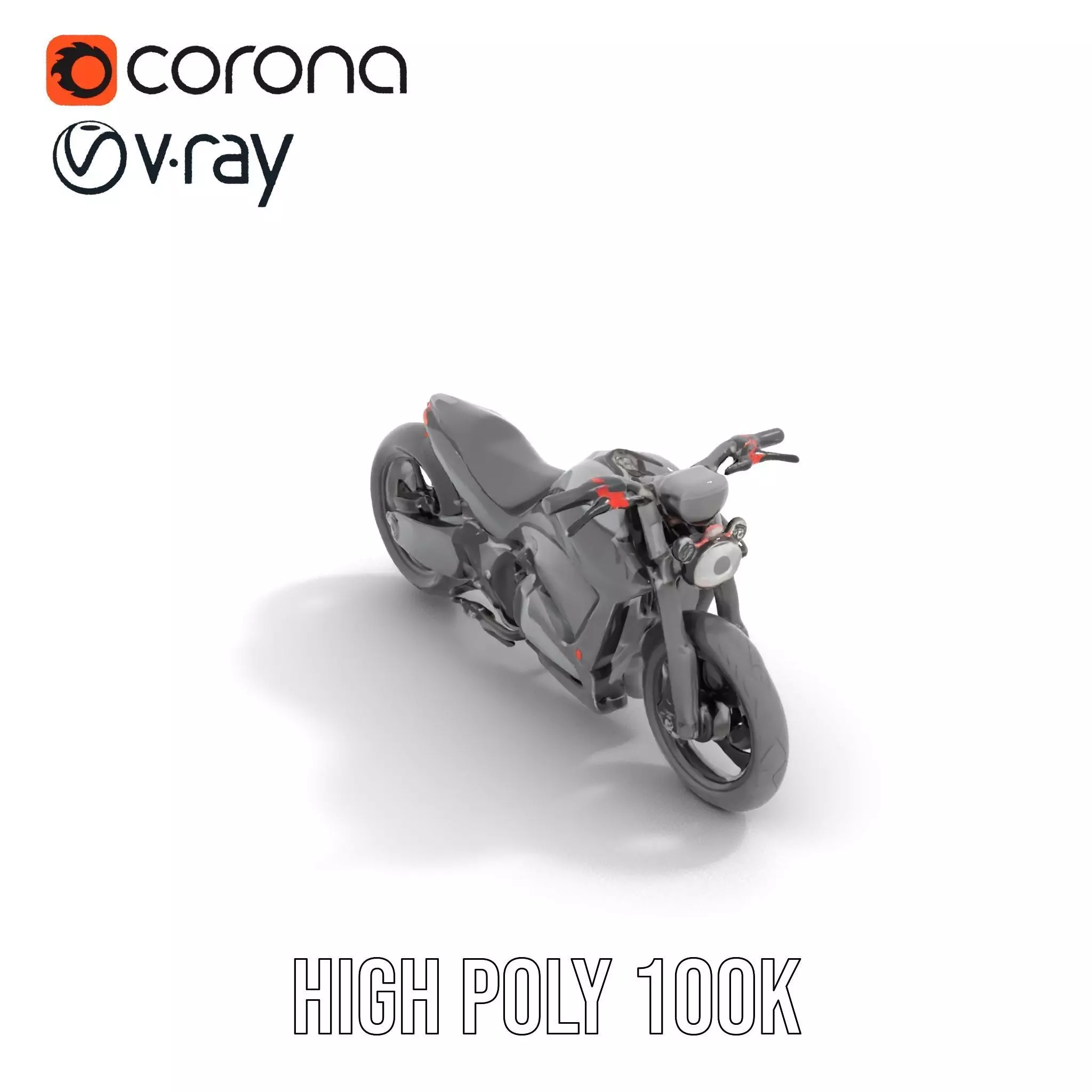 Sleek Black Motorcycle model pack Low-poly 3D model_12