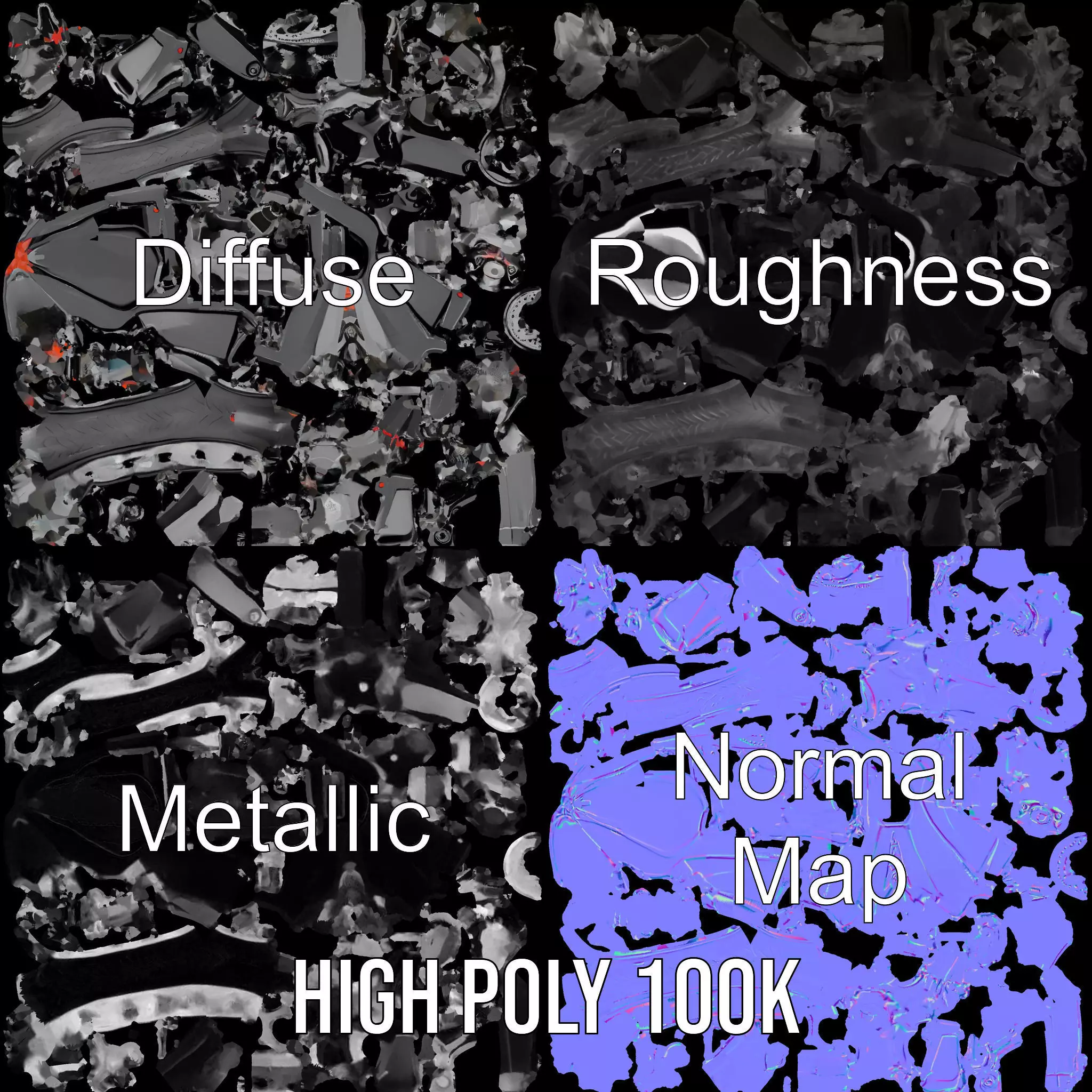 Sleek Black Motorcycle model pack Low-poly 3D model_4