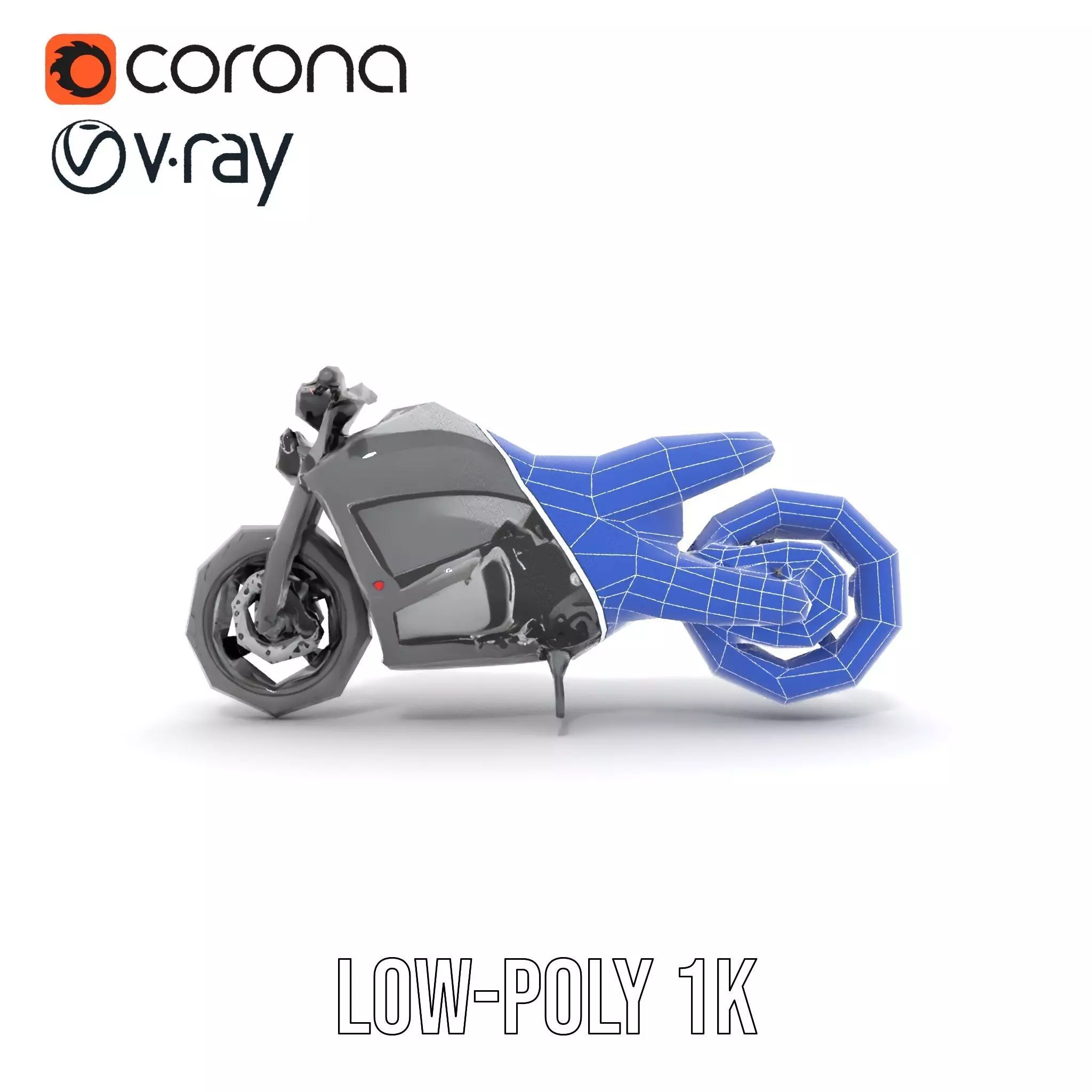 Sleek Black Motorcycle model pack Low-poly 3D model_11