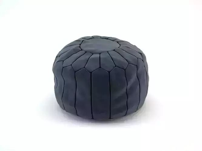 Morocco Leather and Cloth Pouf