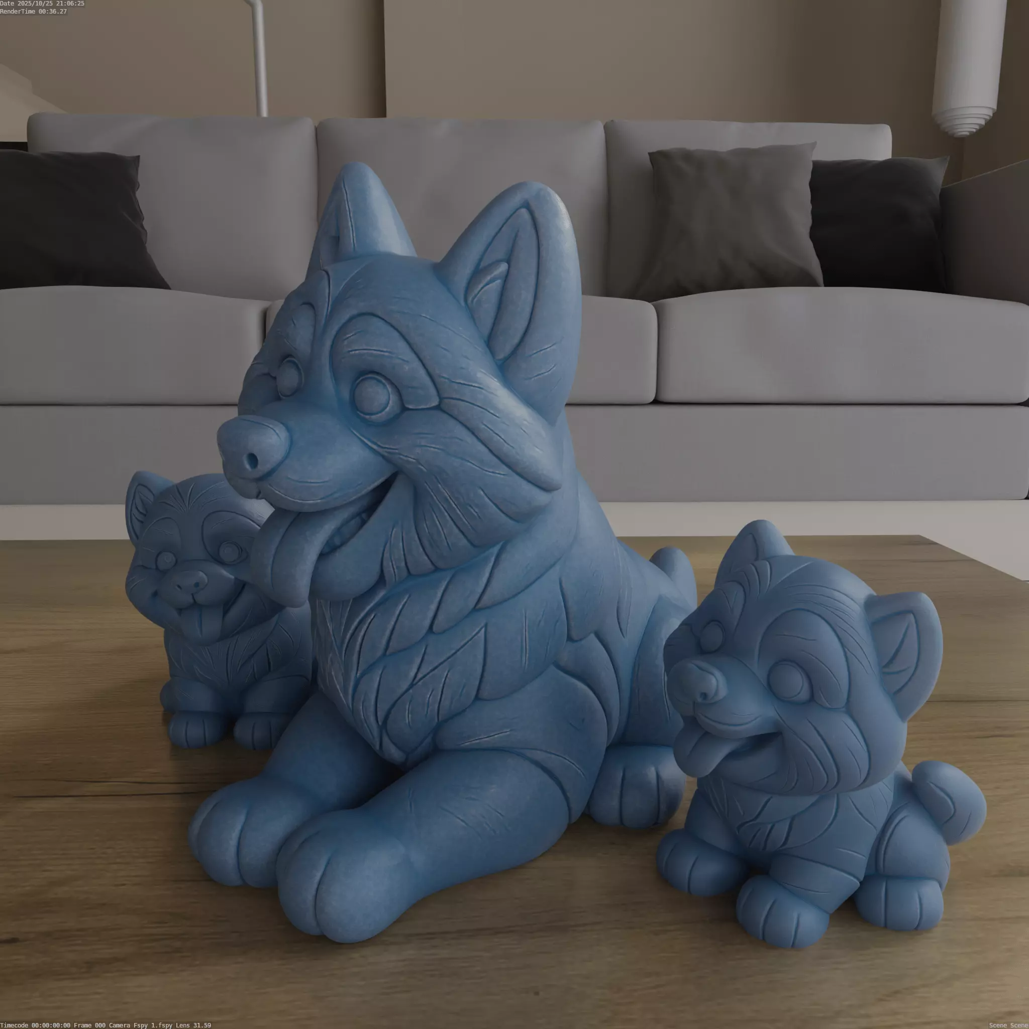 Adorable Husky Family STL 3D Model 3D print model_6