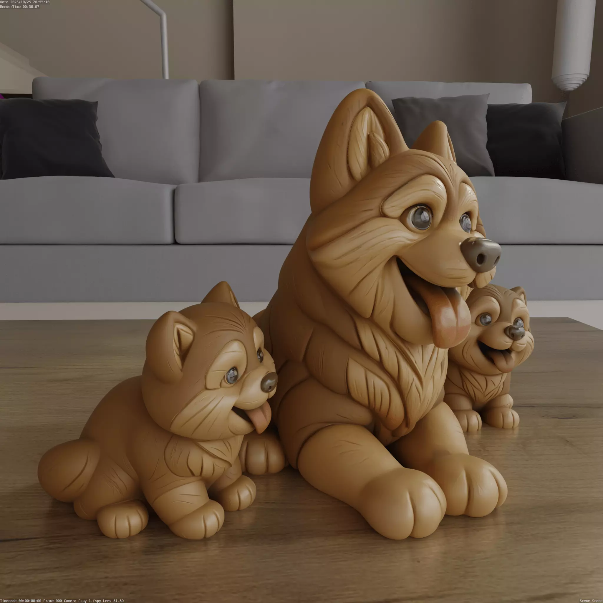 Adorable Husky Family STL 3D Model 3D print model_1