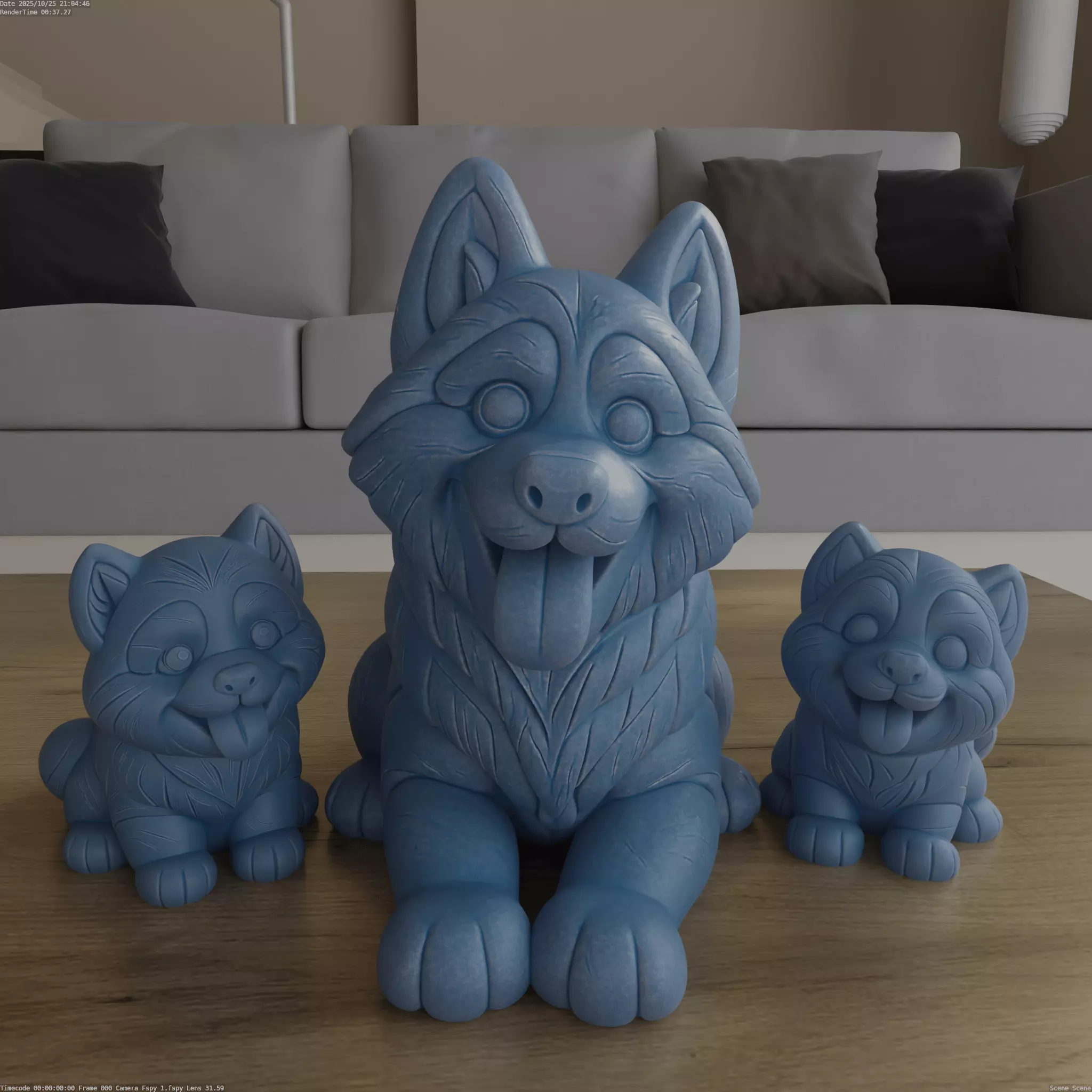Adorable Husky Family STL 3D Model 3D print model_4