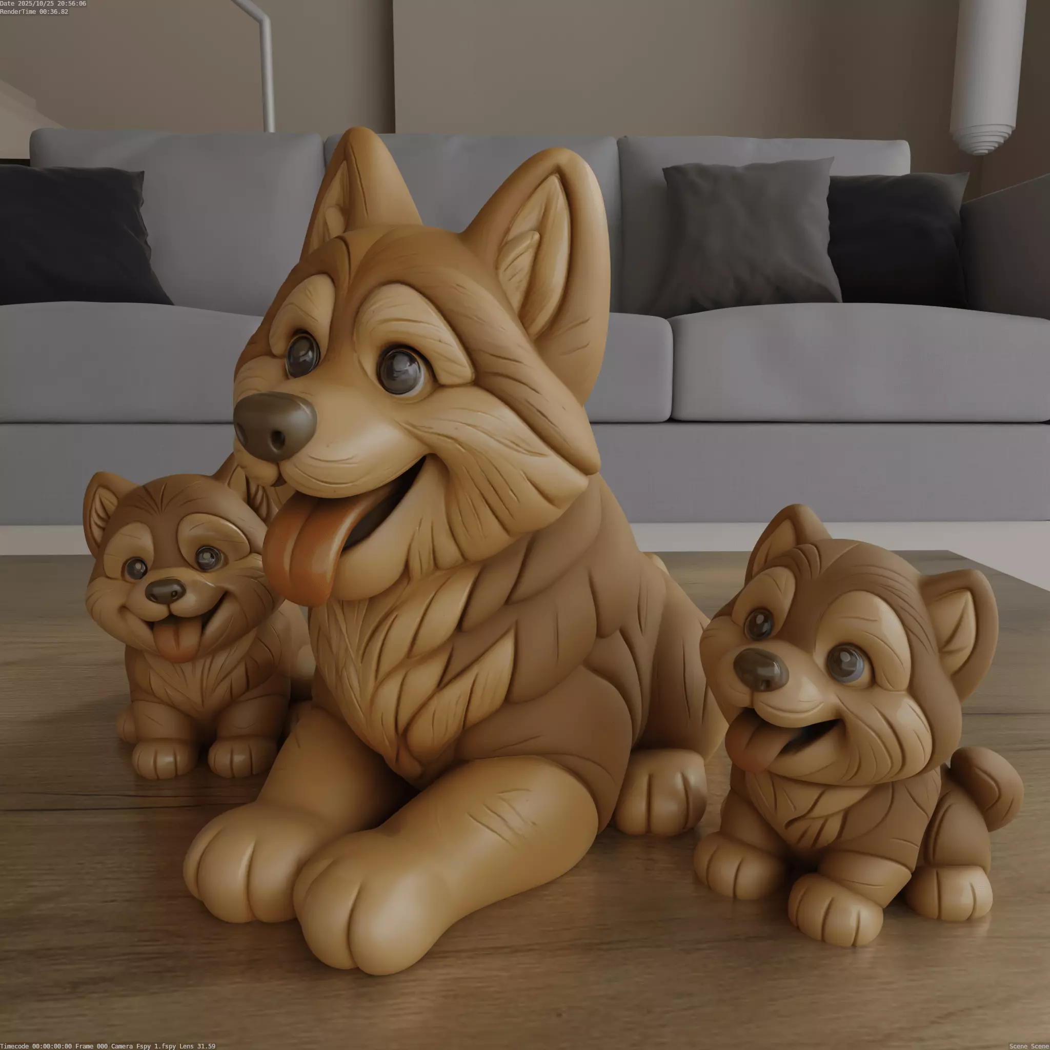 Adorable Husky Family STL 3D Model 3D print model_2