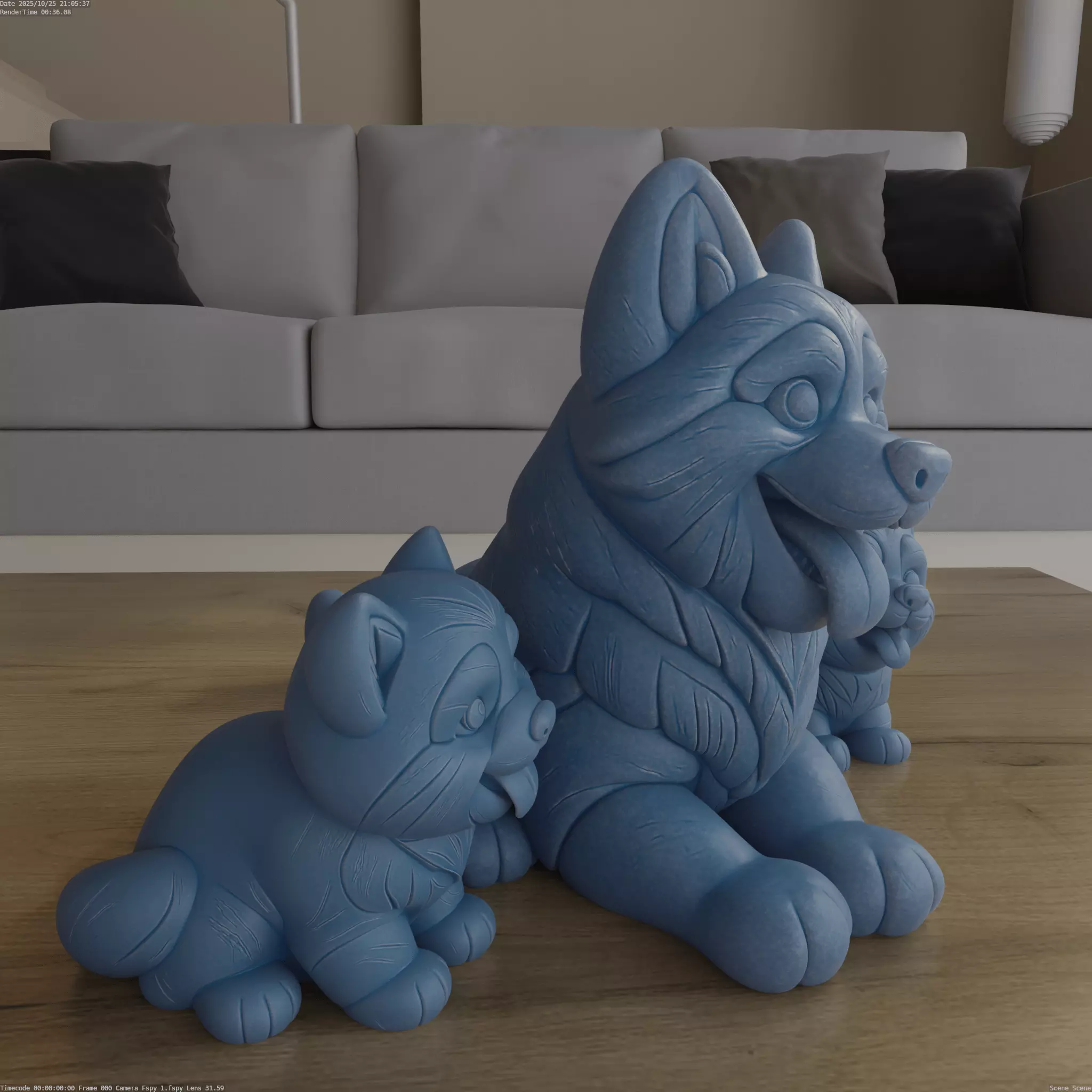 Adorable Husky Family STL 3D Model 3D print model_5