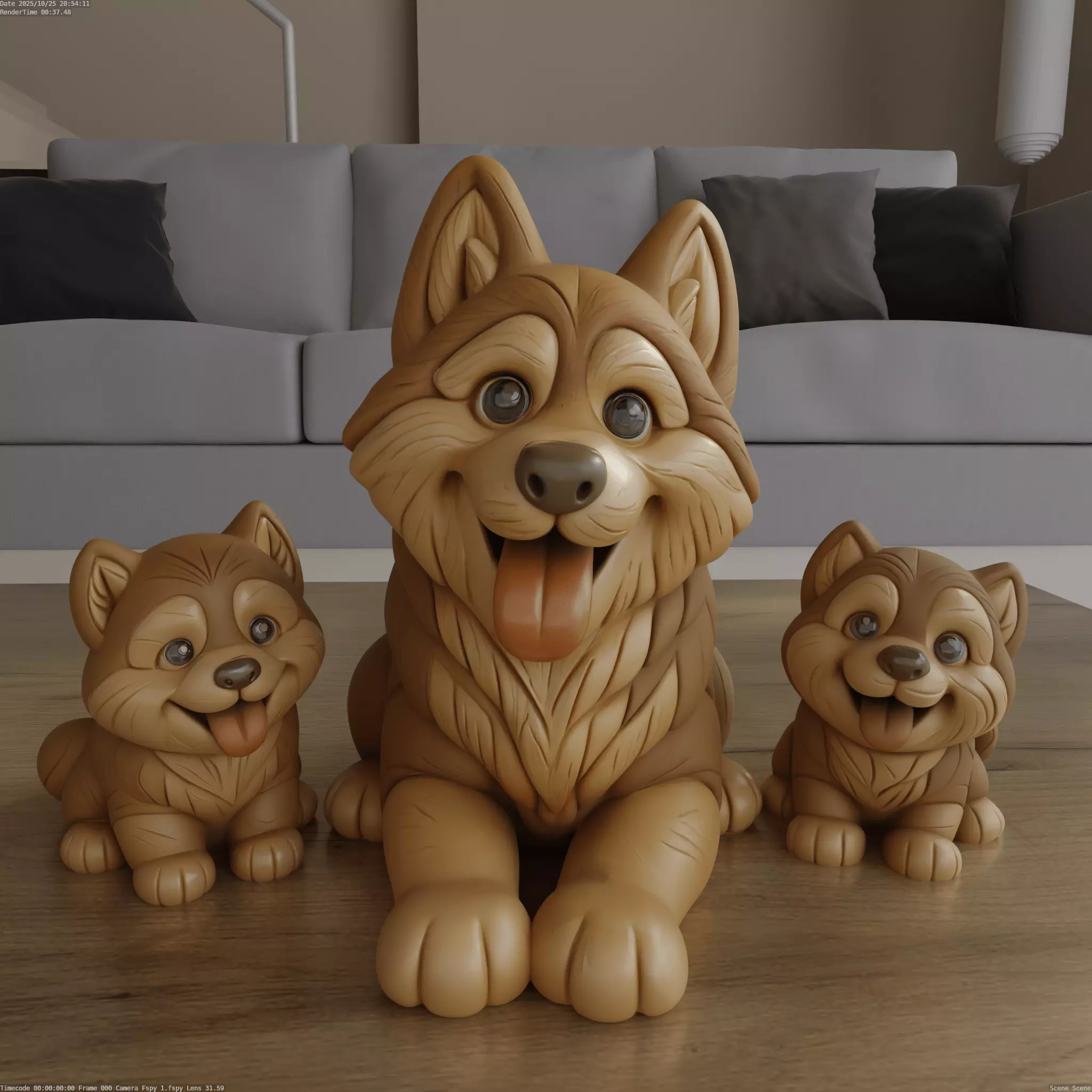Adorable Husky Family STL 3D Model 3D print model_0
