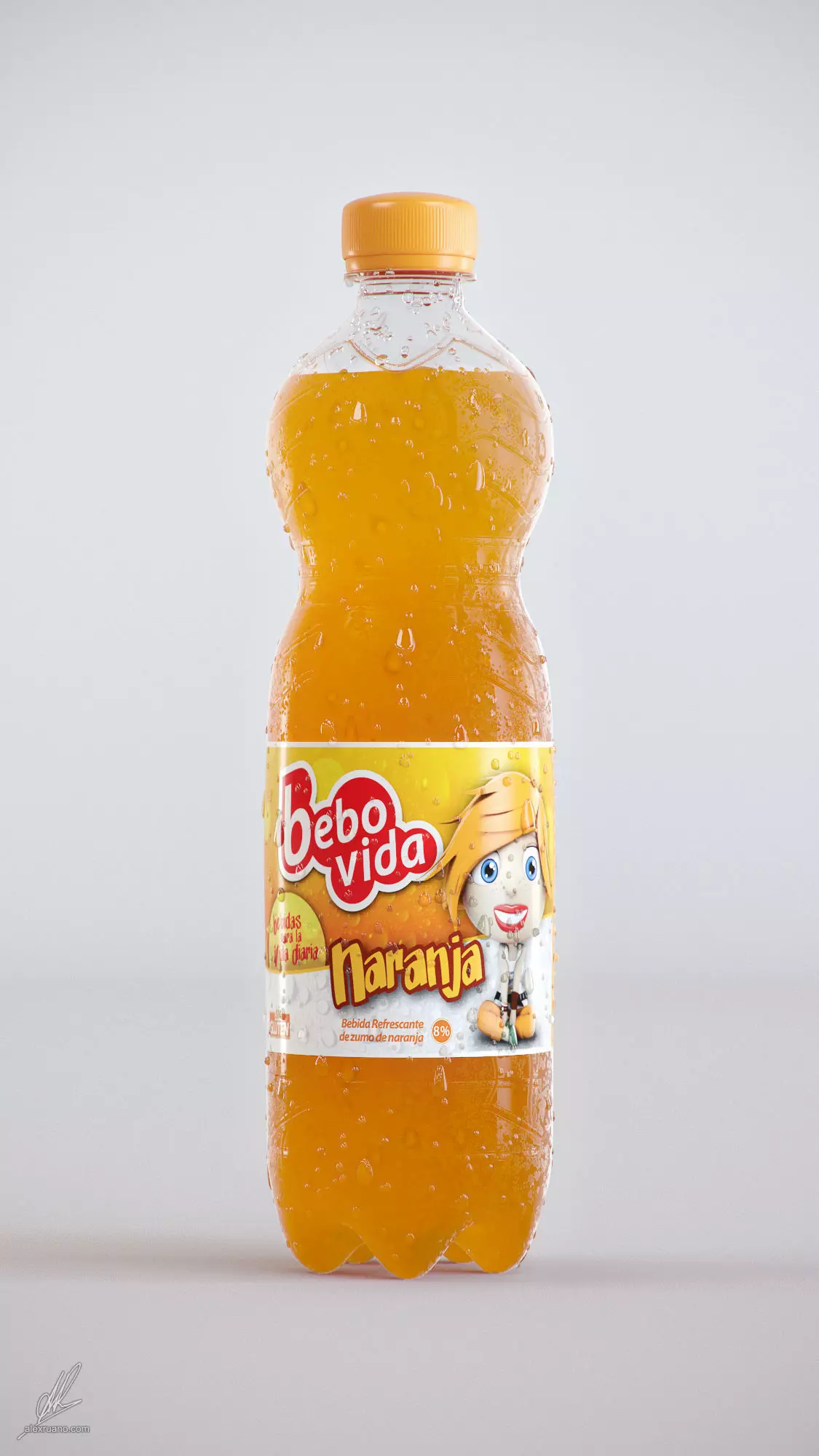 500ml Plastic Bottle - Orange 3D model