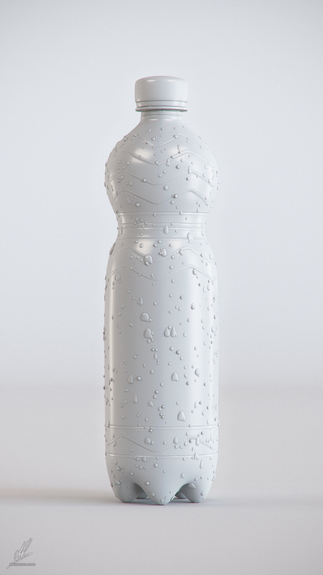 500ml Plastic Bottle - Lemon 3D model_2