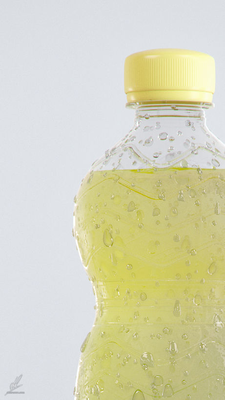 500ml Plastic Bottle - Lemon 3D model_4