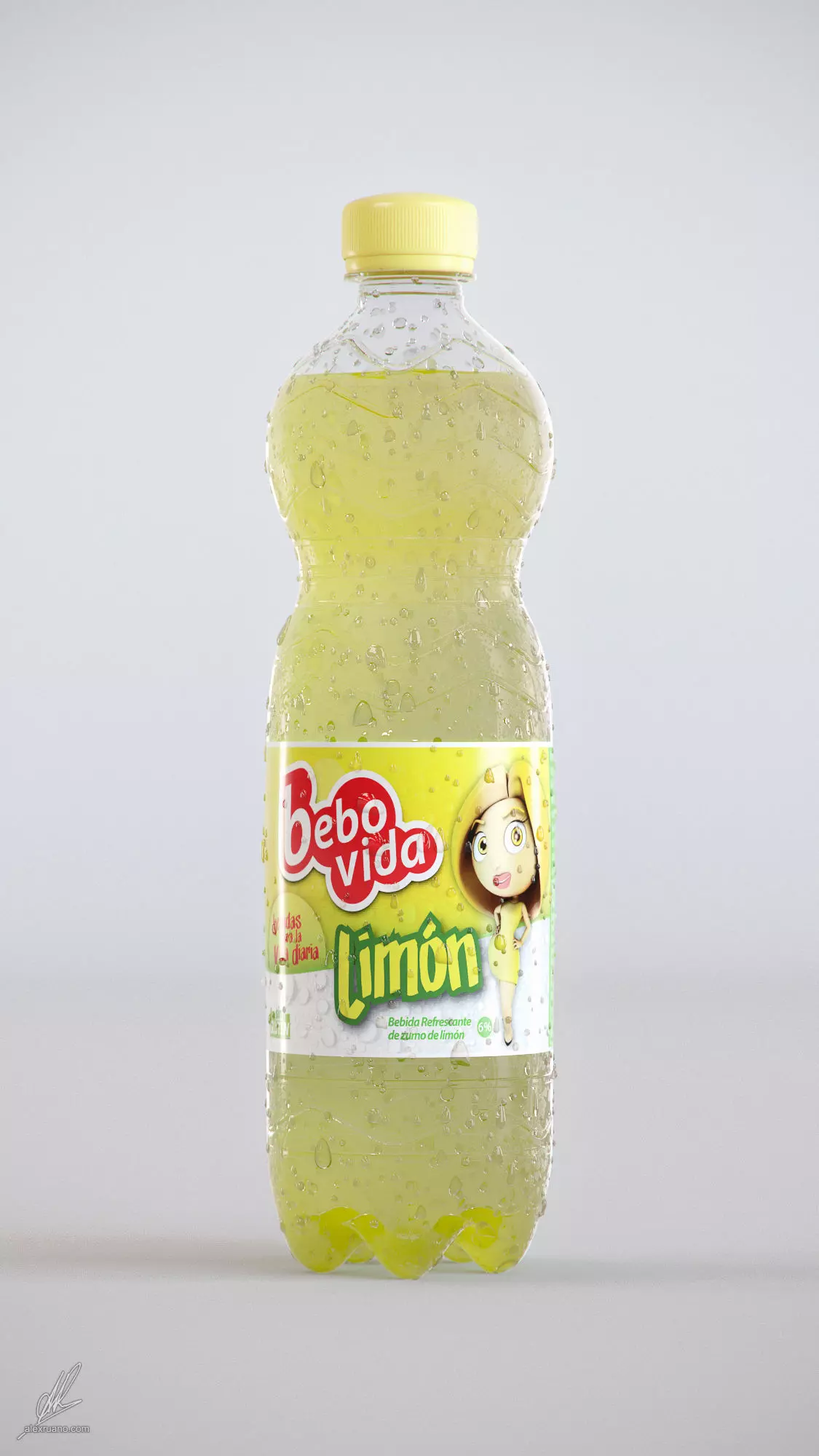 500ml Plastic Bottle - Lemon 3D model_0