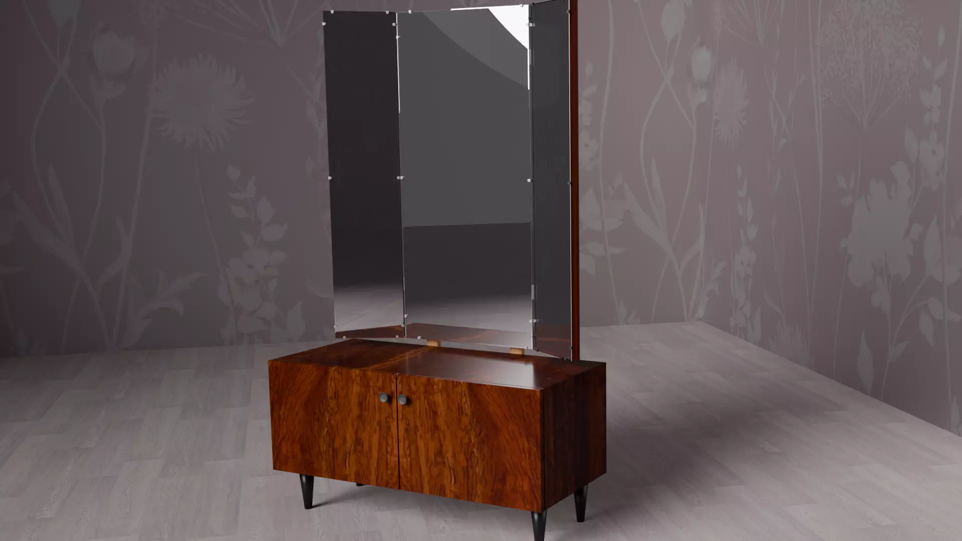 Old dressing table mirror 3D model_9