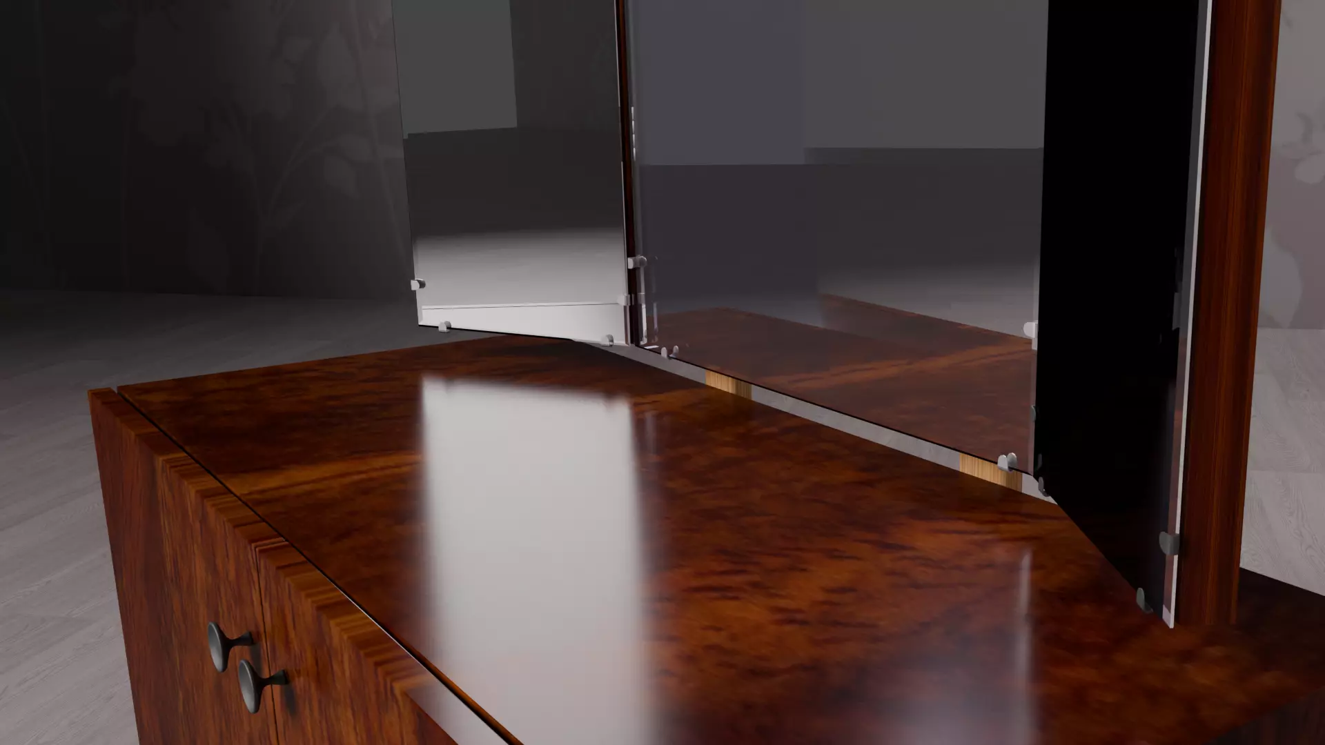 Old dressing table mirror 3D model_2