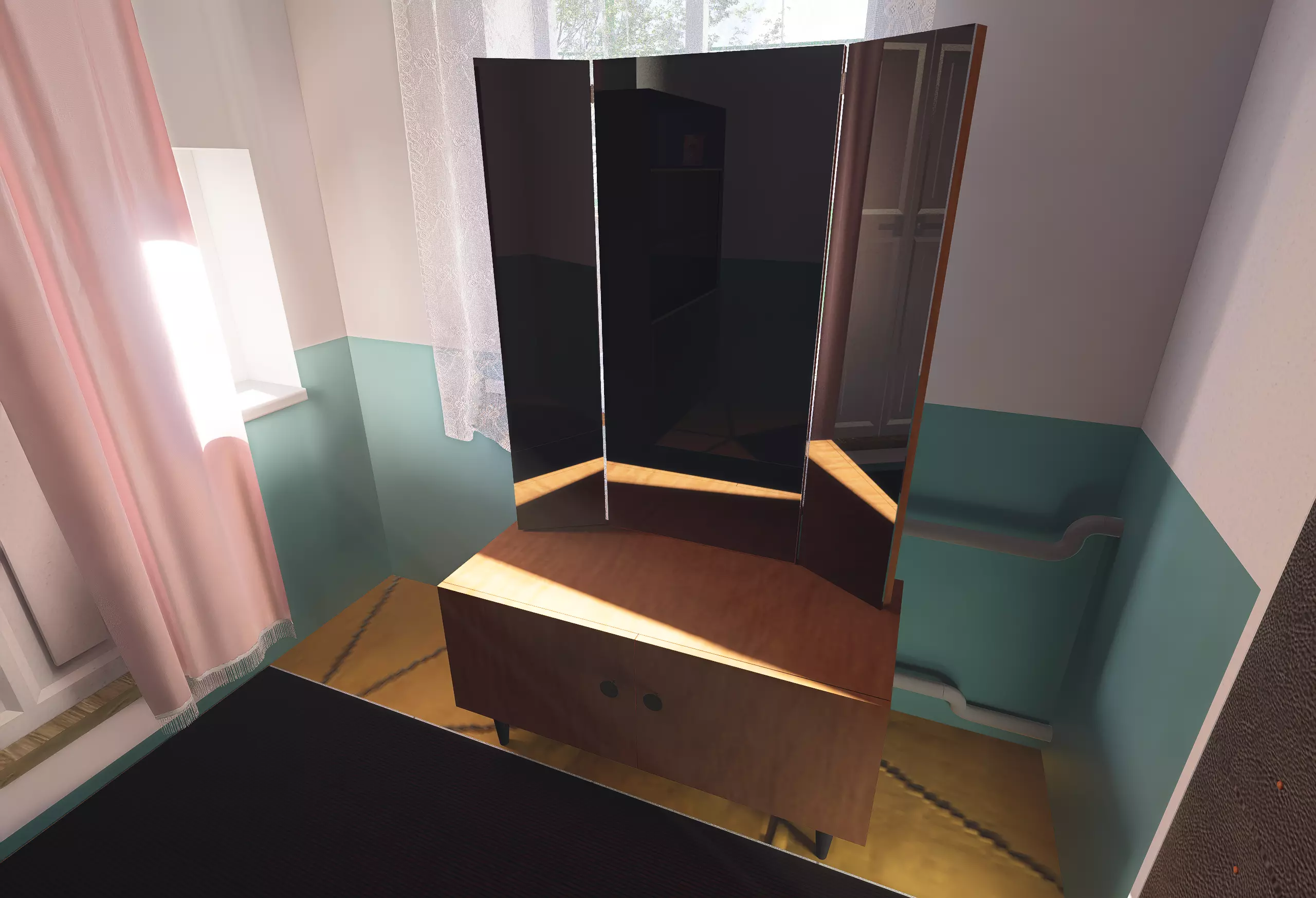Old dressing table mirror 3D model_7