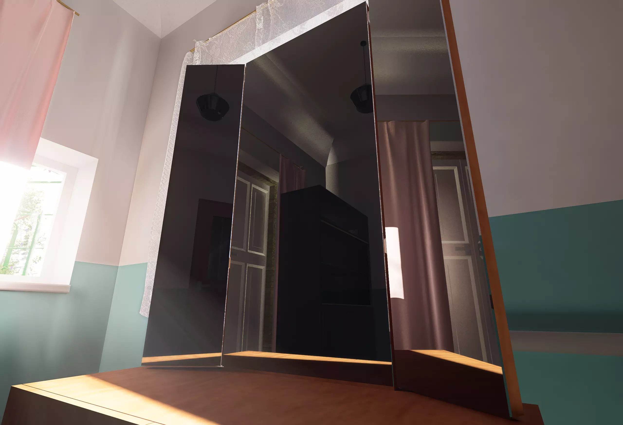 Old dressing table mirror 3D model_6