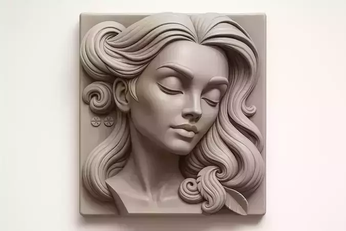 Stylized relief female sculpture