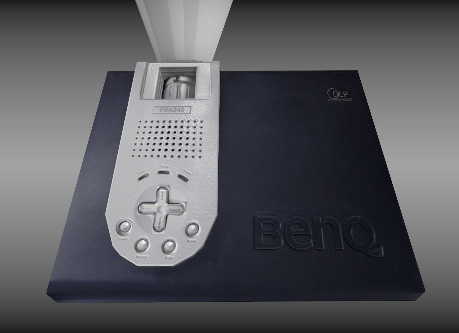 Low-poly Beamer projector with remote control Low-poly 3D model_0