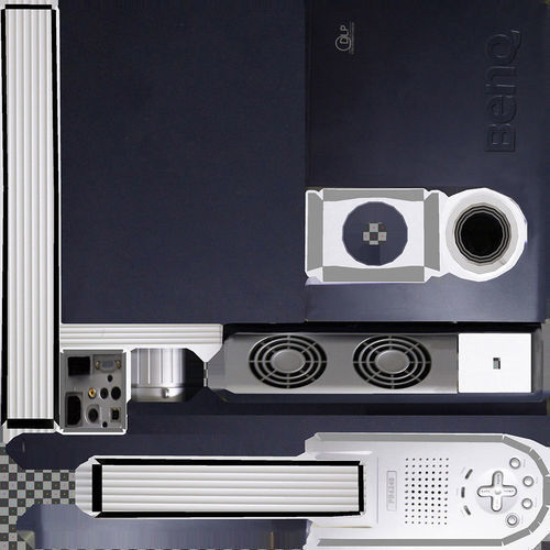 Low-poly Beamer projector with remote control Low-poly 3D model_9