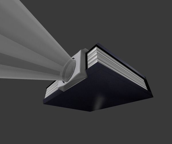 Low-poly Beamer projector with remote control Low-poly 3D model_19