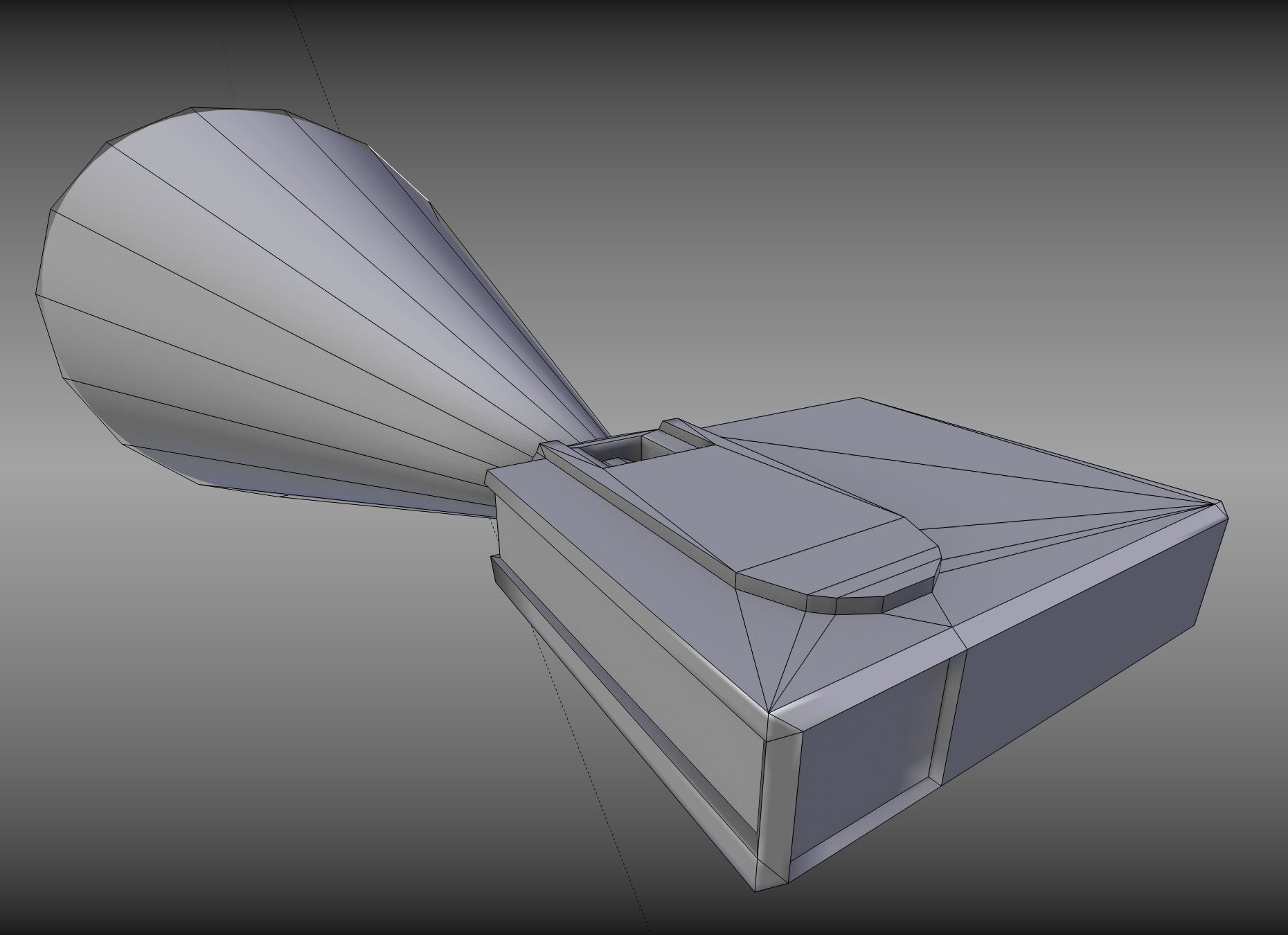 Low-poly Beamer projector with remote control Low-poly 3D model_5