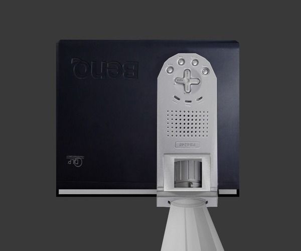 Low-poly Beamer projector with remote control Low-poly 3D model_12