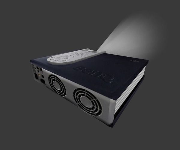 Low-poly Beamer projector with remote control Low-poly 3D model_20