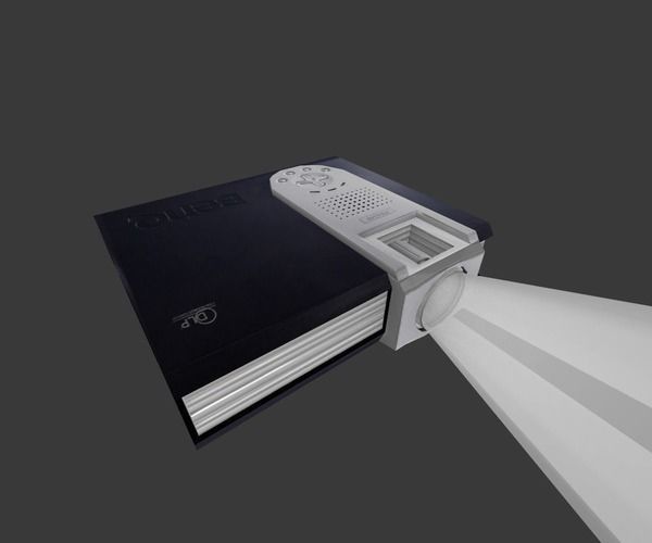 Low-poly Beamer projector with remote control Low-poly 3D model_22