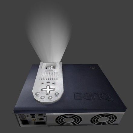 Low-poly Beamer projector with remote control Low-poly 3D model_8
